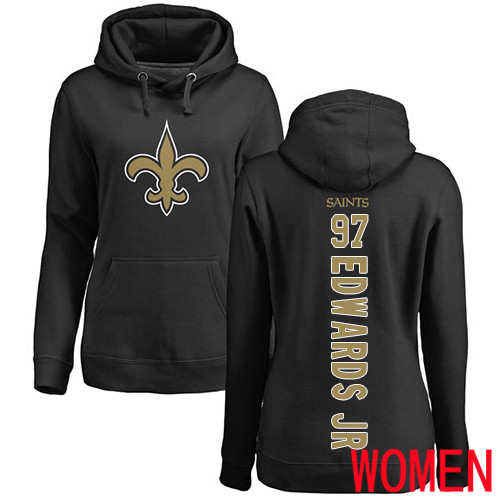 New Orleans Saints Black Women Mario Edwards Jr Backer NFL Football #97 Pullover Hoodie Sweatshirts->women nfl jersey->Women Jersey